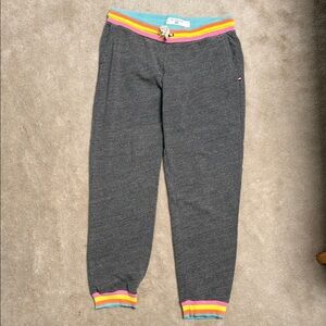 Sol Anglese Gray Sweatpants with Rainbow Trim